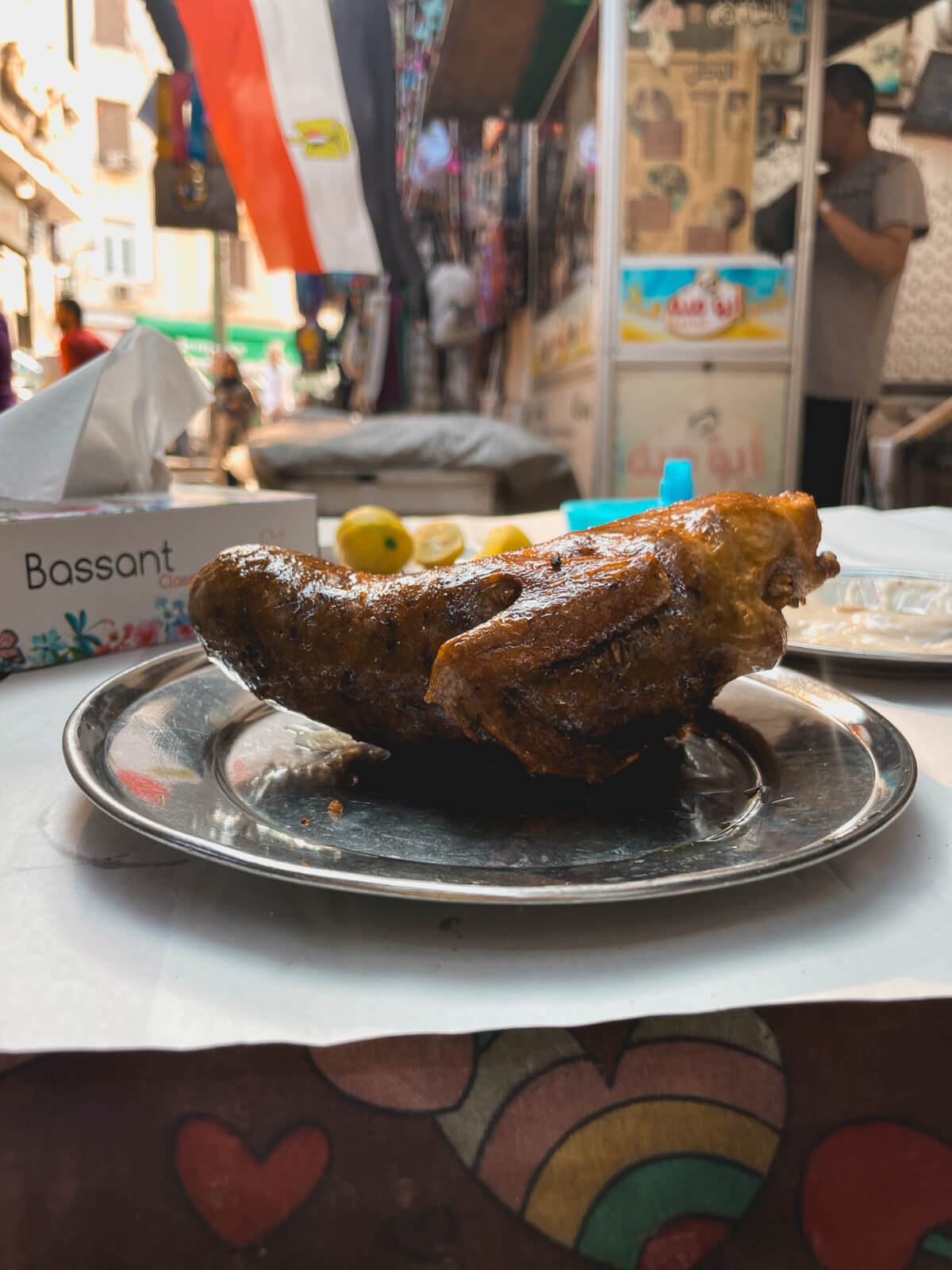 Cooked pigeon, a famous Egyptian dish, from Farahat in Khan el Khalili